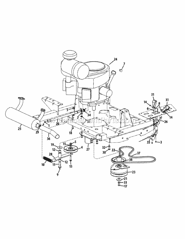 Engine Accessories S6031 Diagram and Parts List for S6031-KW 53CI8DU6050-31HP Cub Cadet Lawn Tractor